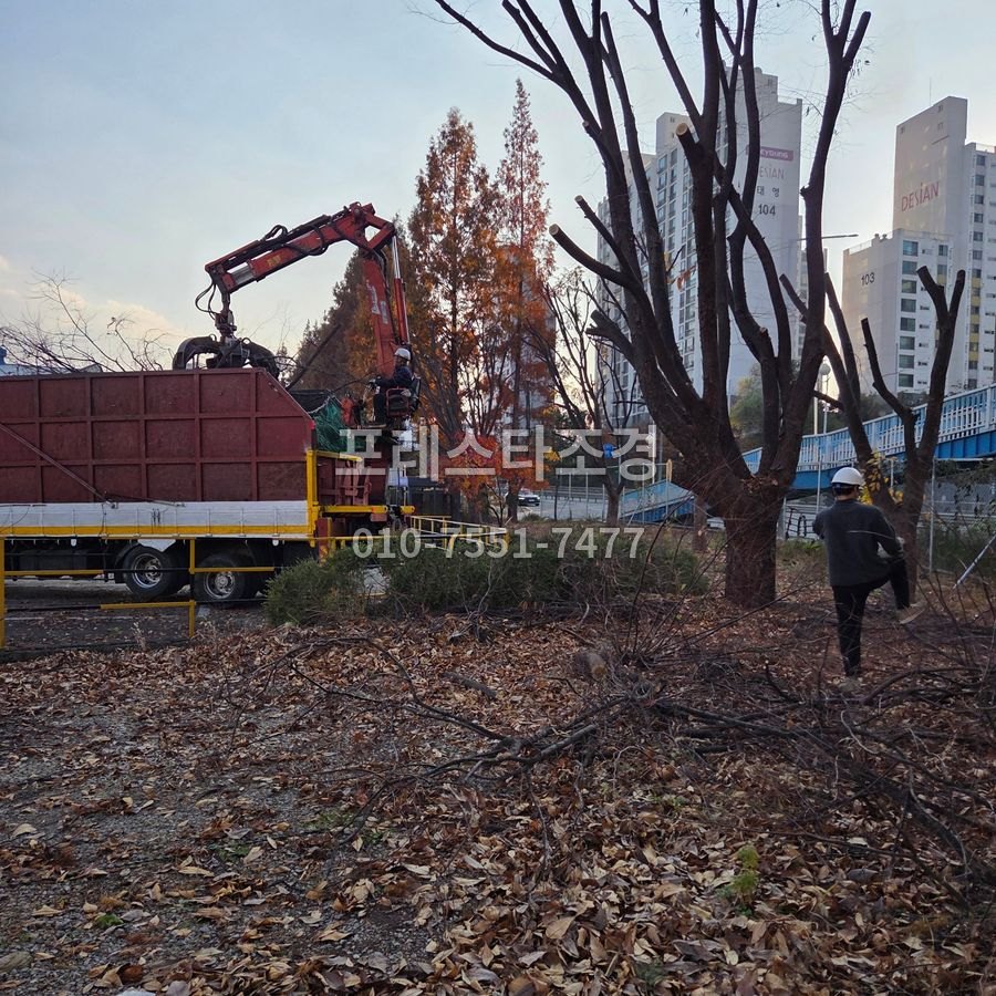 가지 수거와 바닥 정리