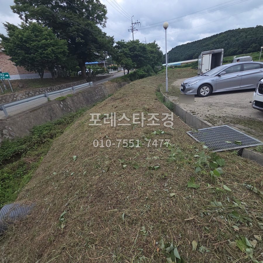 안산 예초 마친 주차장 옆 둑