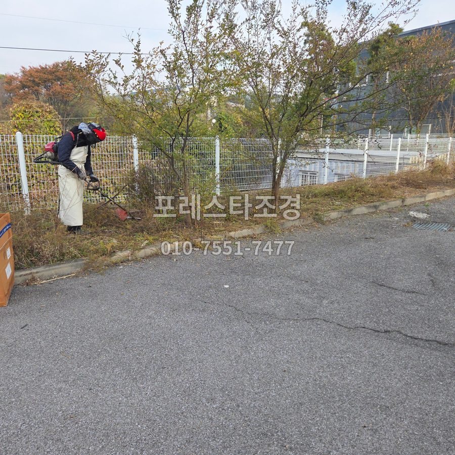 용인 예초기로 공장 테두리 풀베기